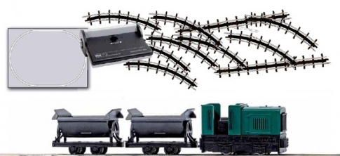 Narrow gauge train starter set with hopper wagons
