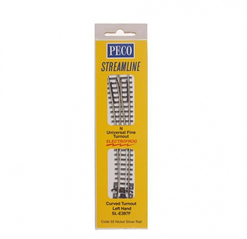 Peco Products SL-E387F Finescale curved double radius left hand point with electrofrog