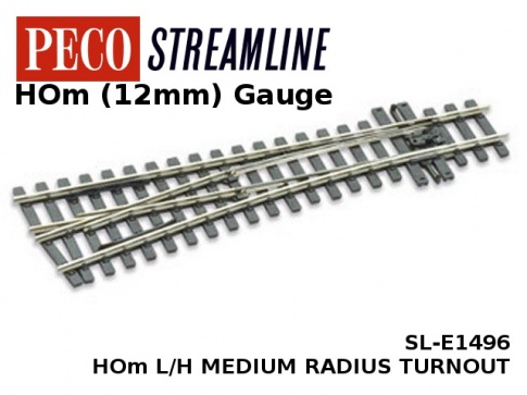 Peco SL-E1496 Medium radius L/H Turnout HOm gauge Code 75