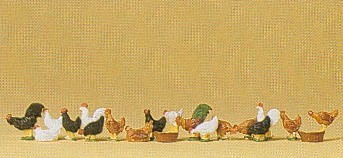 Preiser 14168 Chickens (18) Standard Figure Set