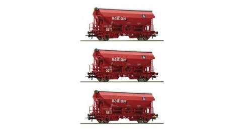 Roco 76175 DB AG 3 piece Railion hopper wagon set.