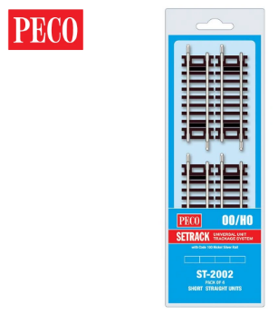 PECO ST-2002 Setrack OO/HO Code 100 Short Straight Pack (4 x ST-202)