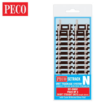 PECO ST-3002 Setrack N Gauge Code 80 Short Straight ST-2 x 4 lengths