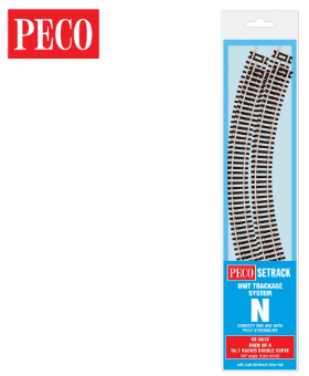 PECO ST-3012 Setrack N Gauge Code 80 Radius 1 (228mm) Double Curve ST-12 x 4 lengths