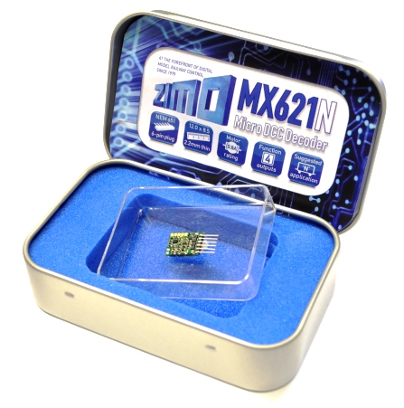 Zimo MX621 Subminiature Decoder - 12 x 8.5 x 2.2mm - 0.8 Amp (wires only)