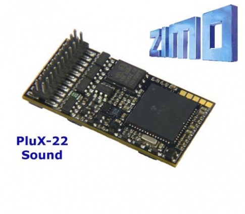 Zimo MX645P22 As MX645 with 22 pin PluX connector NEM 658 (male) mounted directly on decoder