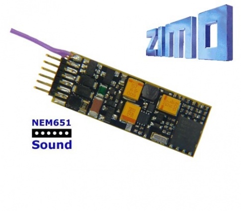 Zimo MX646N As MX646 with 6 pin NEM 651 plug mounted directly on decoder