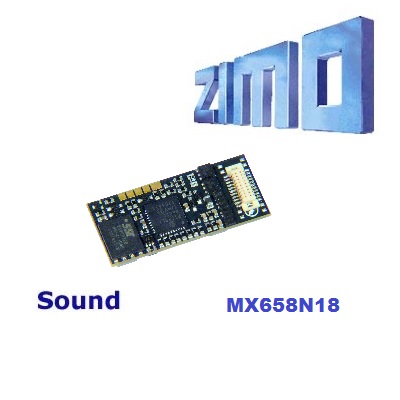 Zimo MX658N18 Miniature  Sound  Decoder - 25 x 9.5 x 4mm  - 0.8 Amp - 1 Watt Audio - Next 18